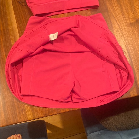 Pink Athletic Crop Top and Skirt Set - Picture 5 of 6